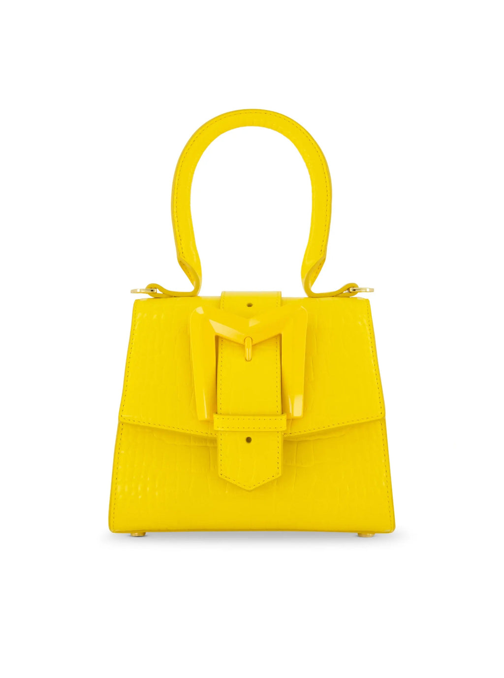Women's Yellow Mini Leather Handbag with Gold Hardware