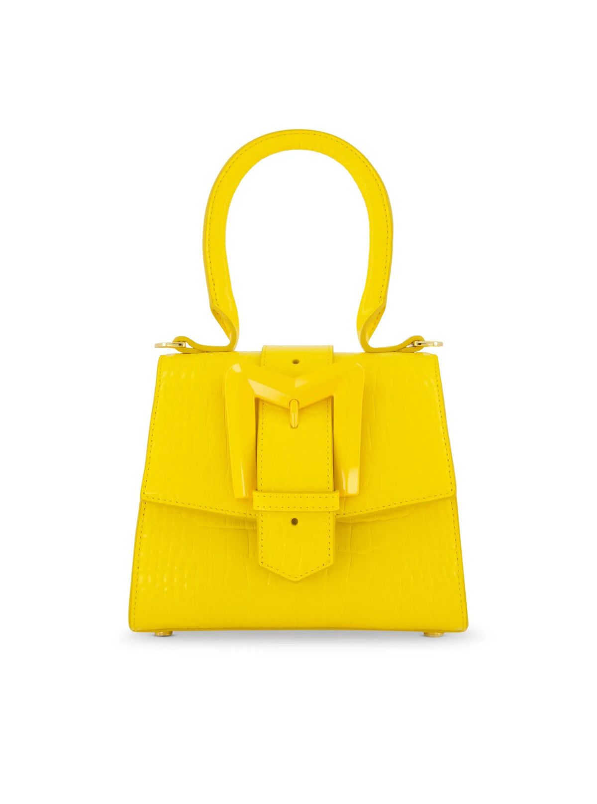 Women's Yellow Mini Leather Handbag with Gold Hardware