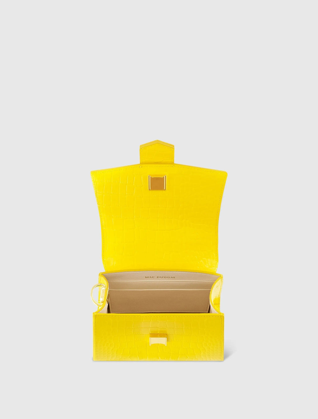 Women's Yellow Mini Leather Handbag with Gold Hardware