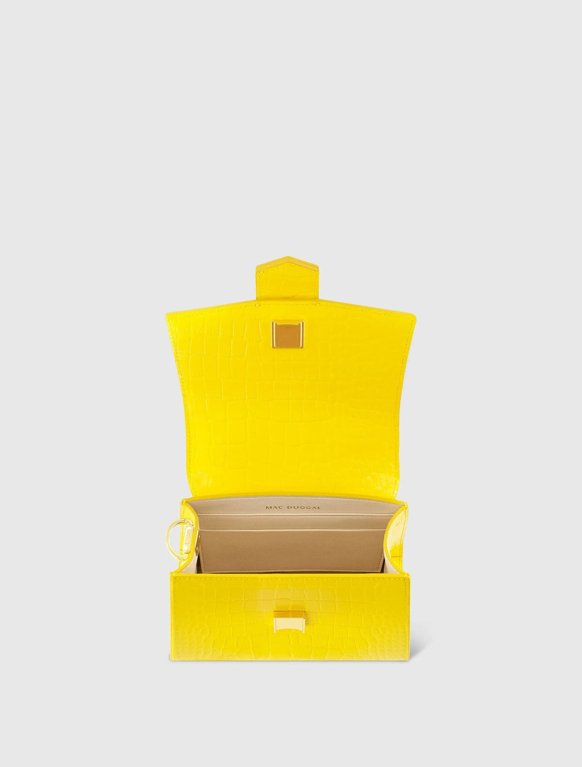 Women's Yellow Mini Leather Handbag with Gold Hardware