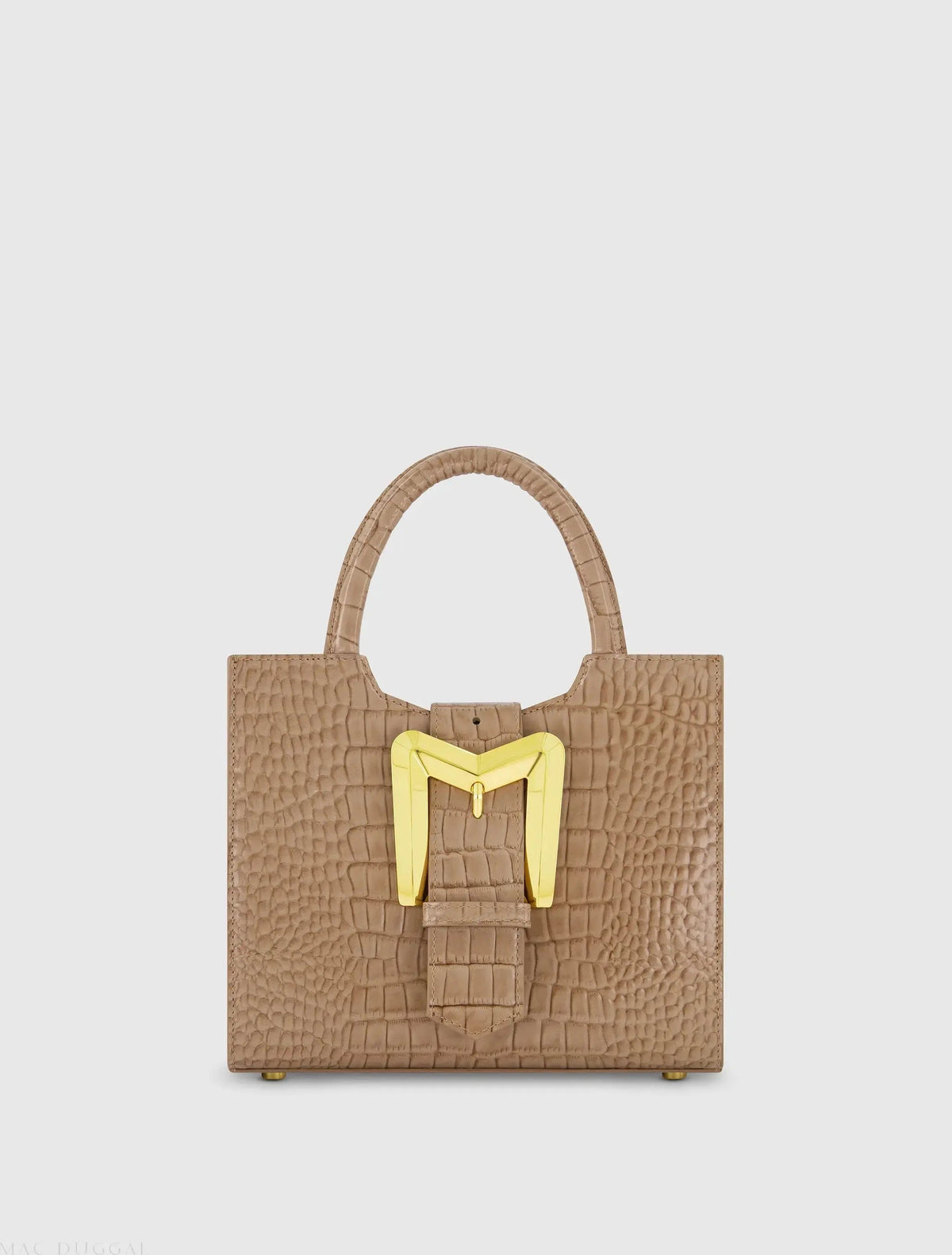 Brown Crocodile Leather Tote Bag With Gold Buckle - FINAL SALE