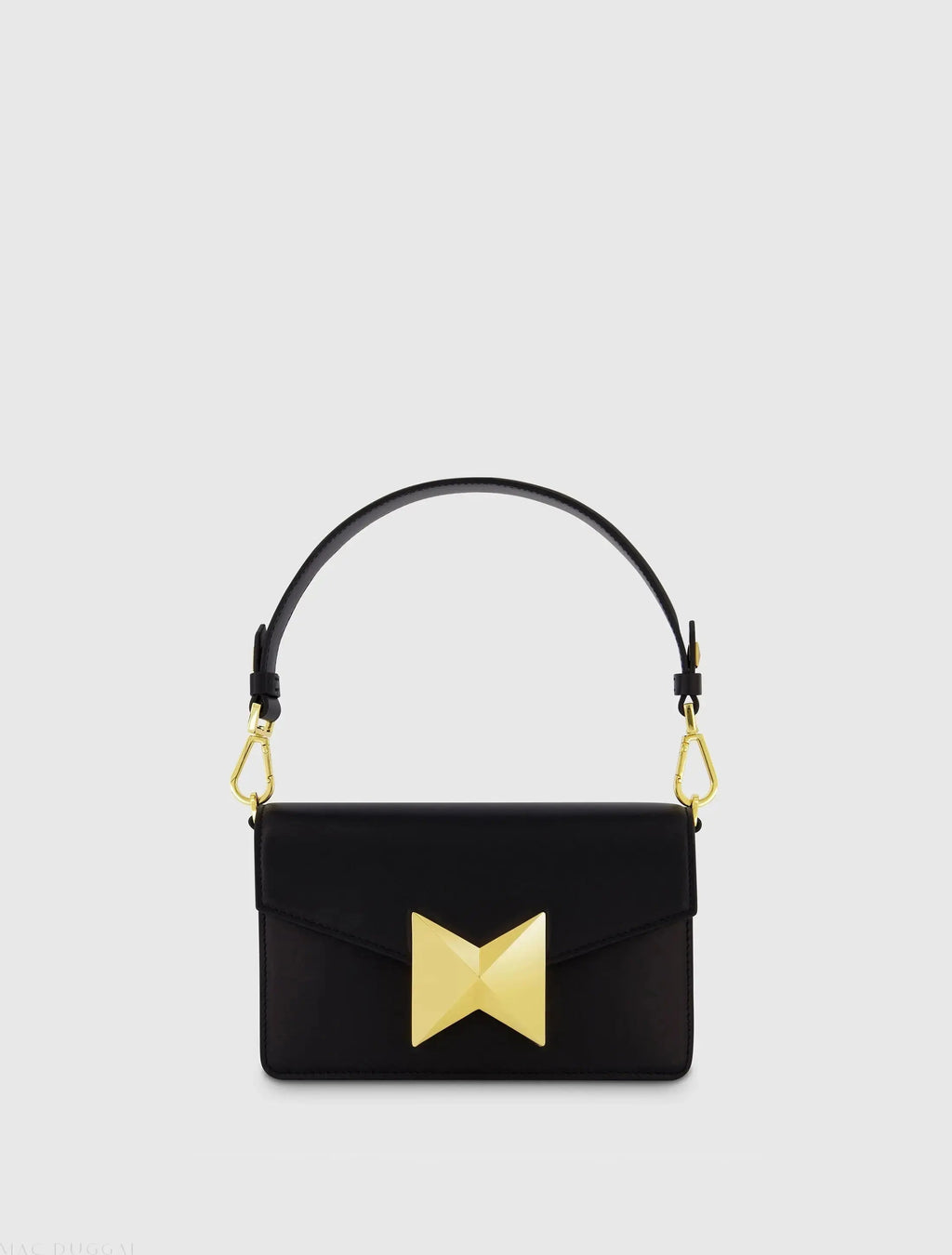 Women's Black Classic Leather Shoulder Bag with Gold Hardware