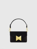 Women's Black Classic Leather Shoulder Bag with Gold Hardware