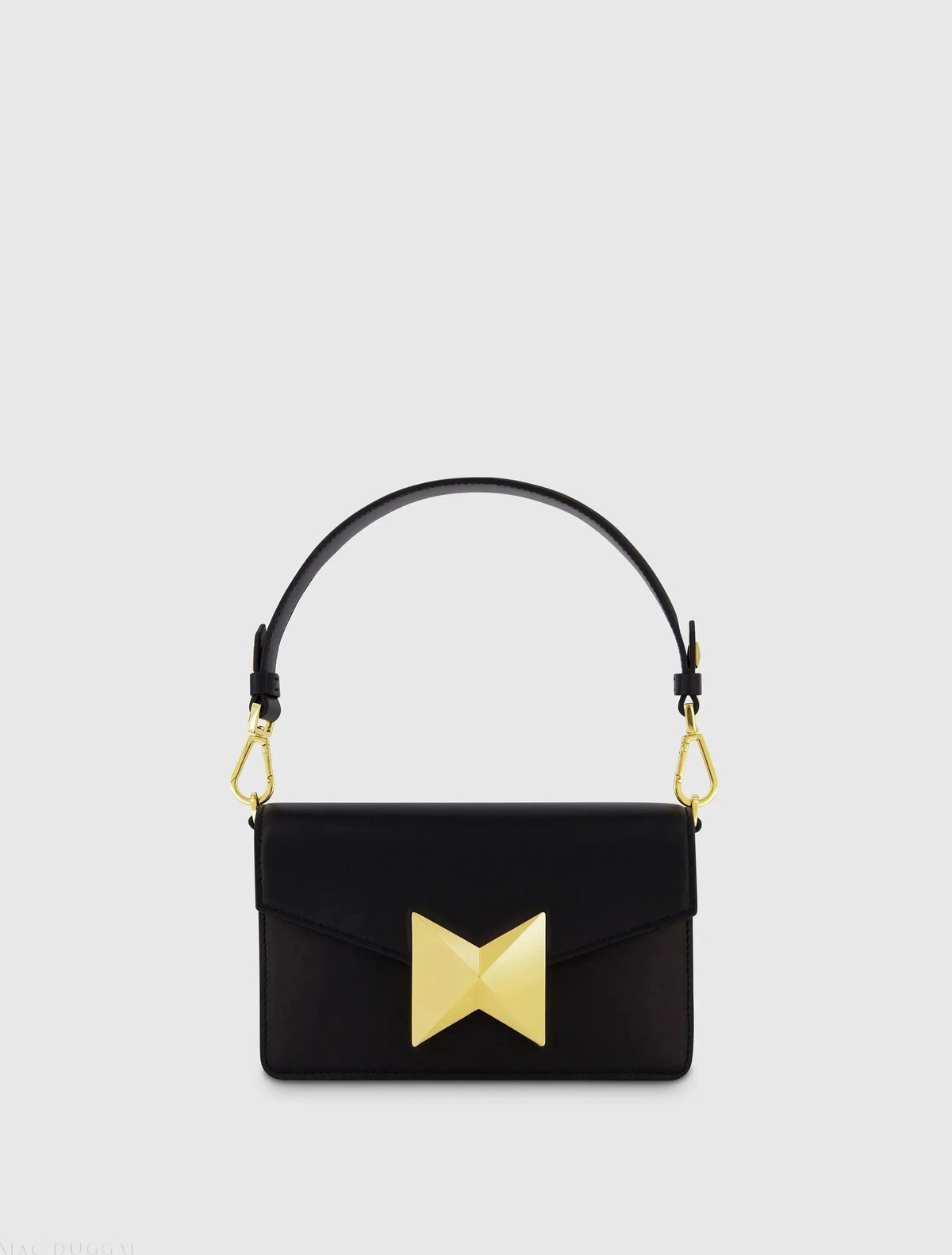 Women's Black Classic Leather Shoulder Bag with Gold Hardware
