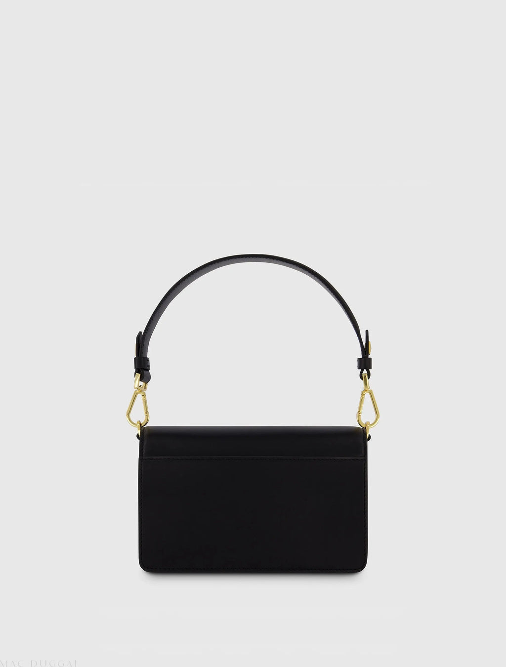 Women's Black Classic Leather Shoulder Bag with Gold Hardware