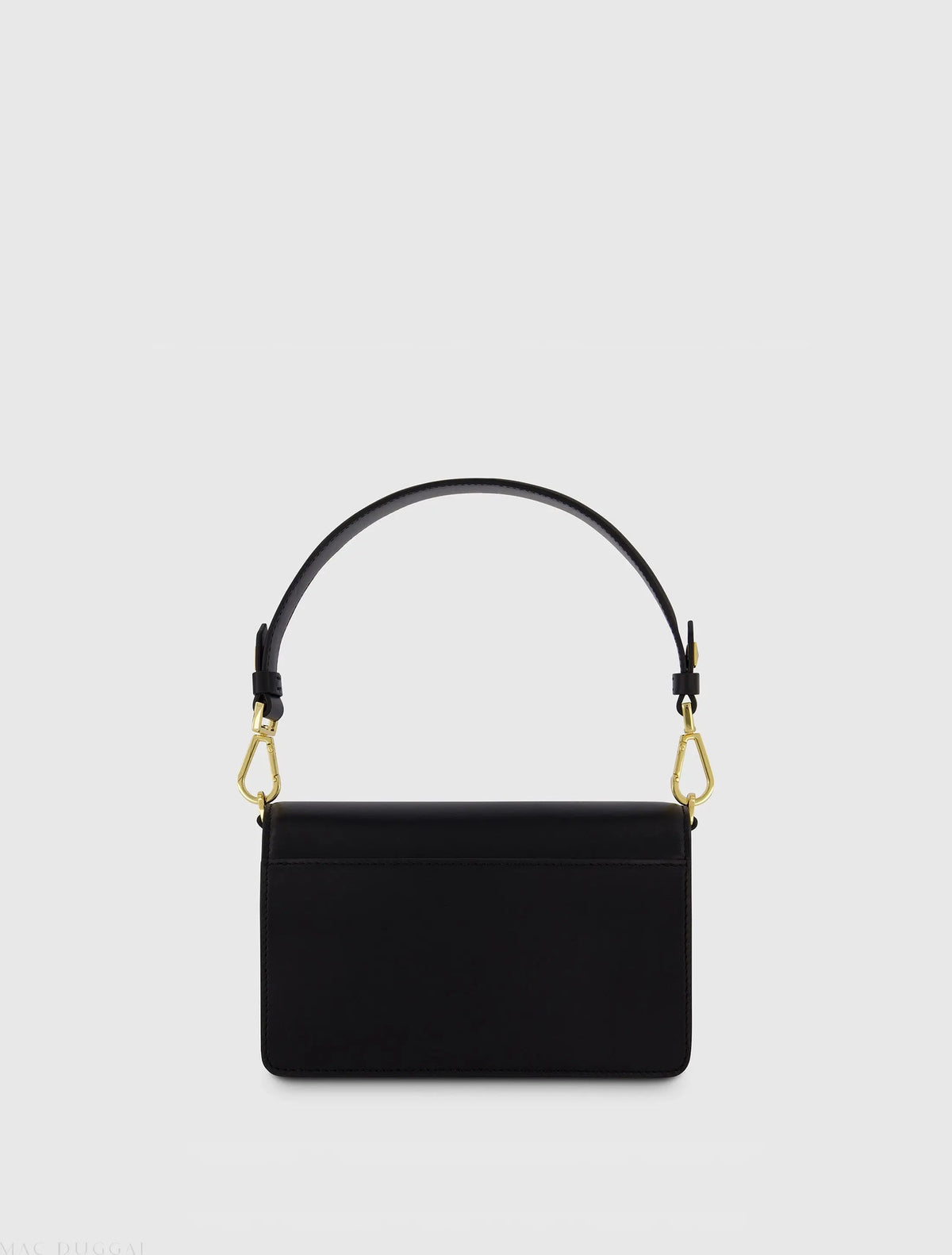 Women's Black Classic Leather Shoulder Bag with Gold Hardware
