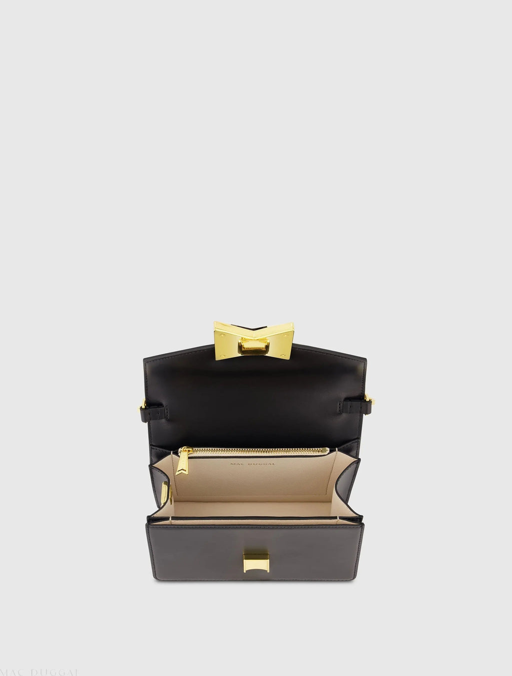 Women's Black Classic Leather Shoulder Bag with Gold Hardware