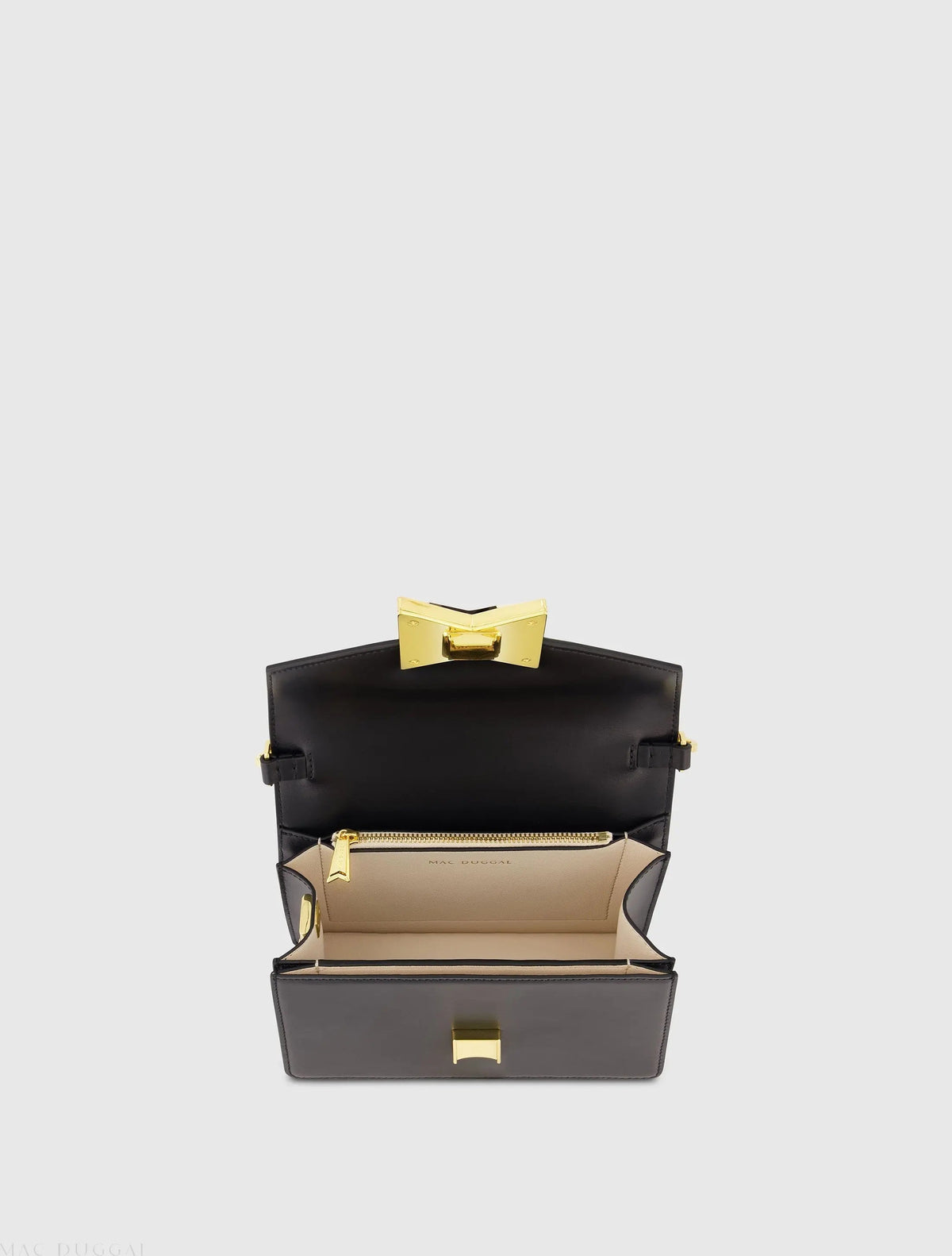 Women's Black Classic Leather Shoulder Bag with Gold Hardware