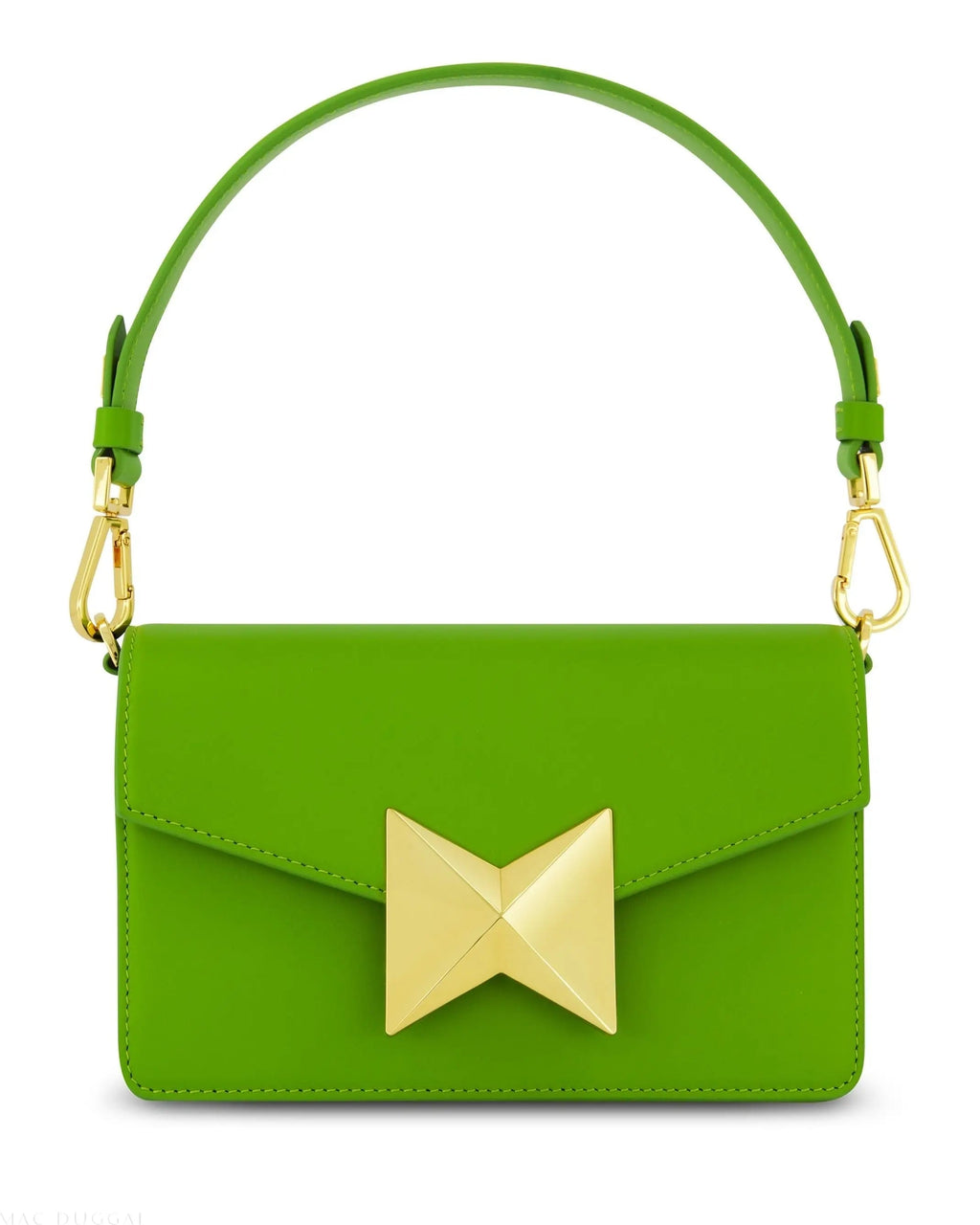 Women's Green Classic Leather Shoulder Bag with Gold Hardware