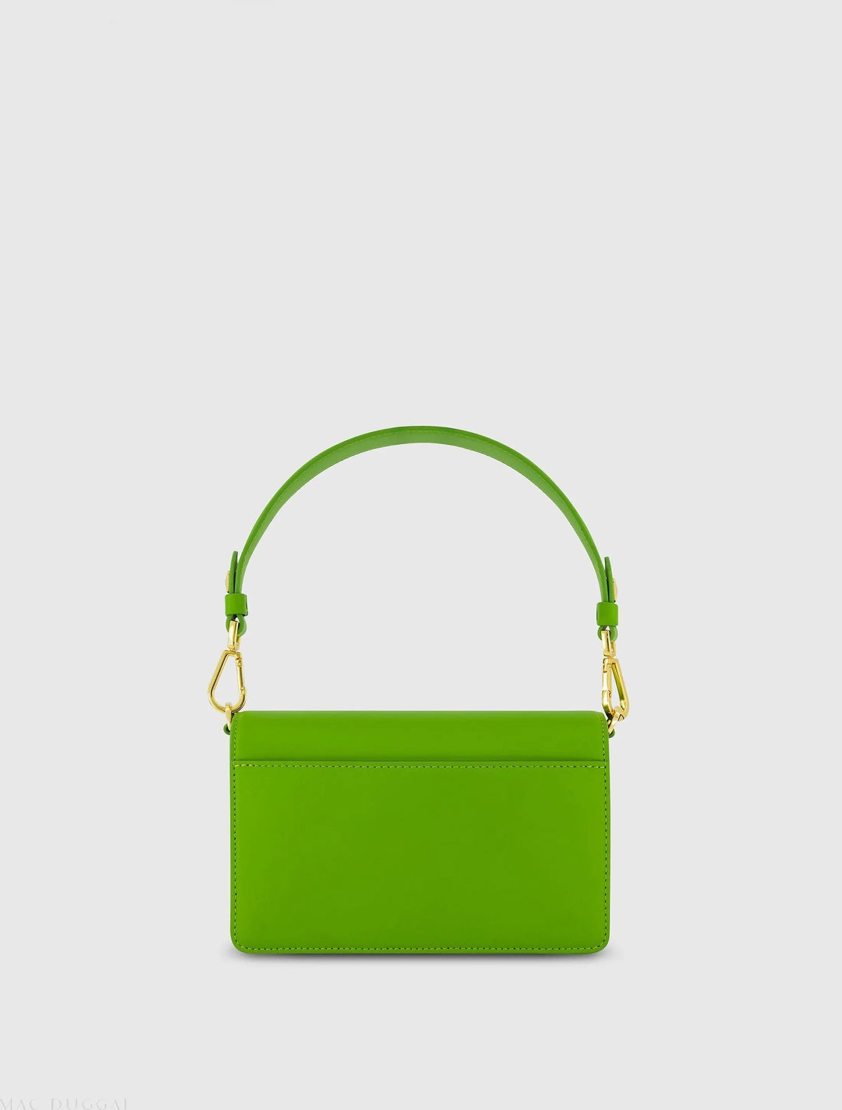 Women's Green Classic Leather Shoulder Bag with Gold Hardware