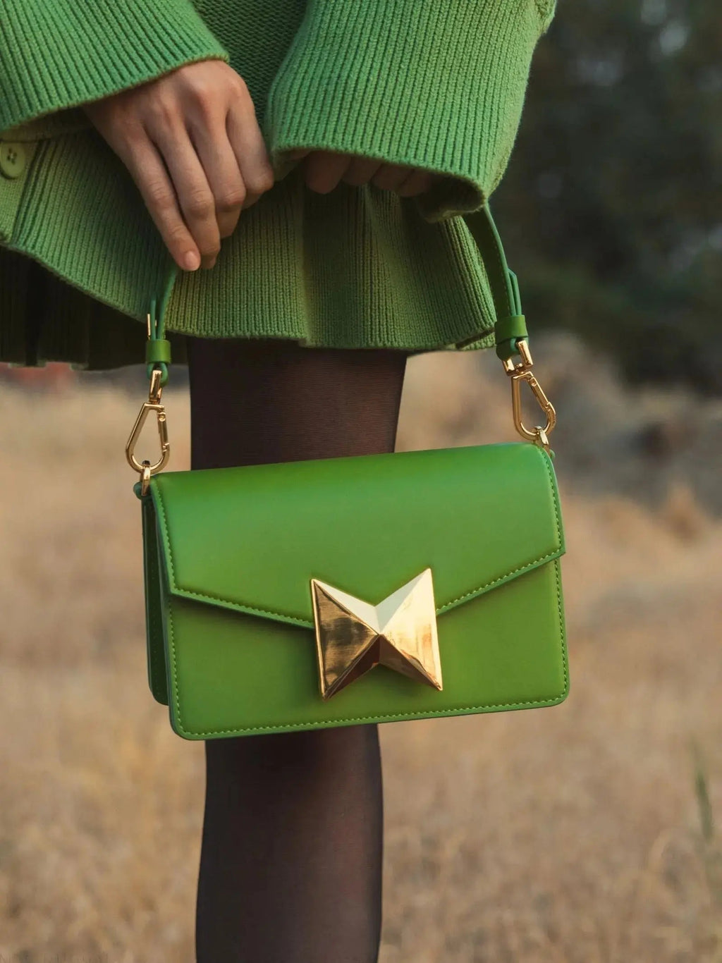 Mini Leather Shoulder Handbag With Gold Hardware