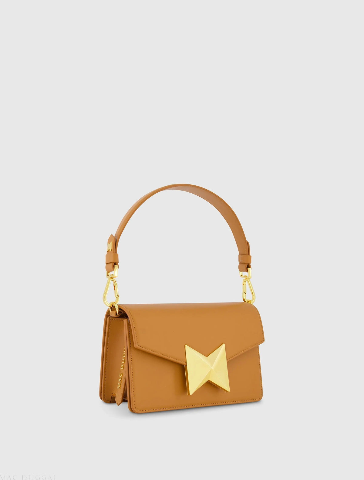 Women's Brown Classic Leather Shoulder Bag with Gold Hardware