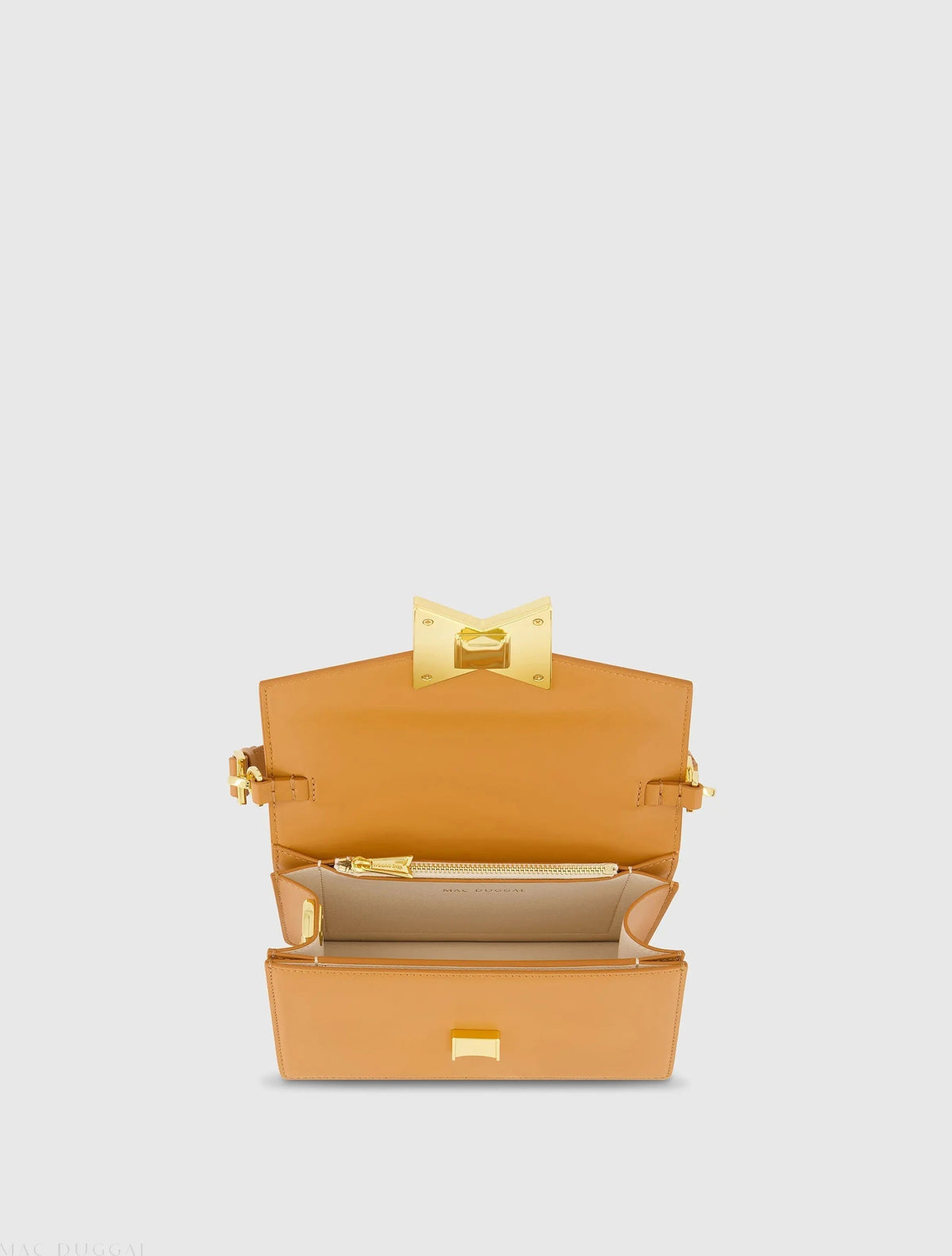 Women's Brown Classic Leather Shoulder Bag with Gold Hardware
