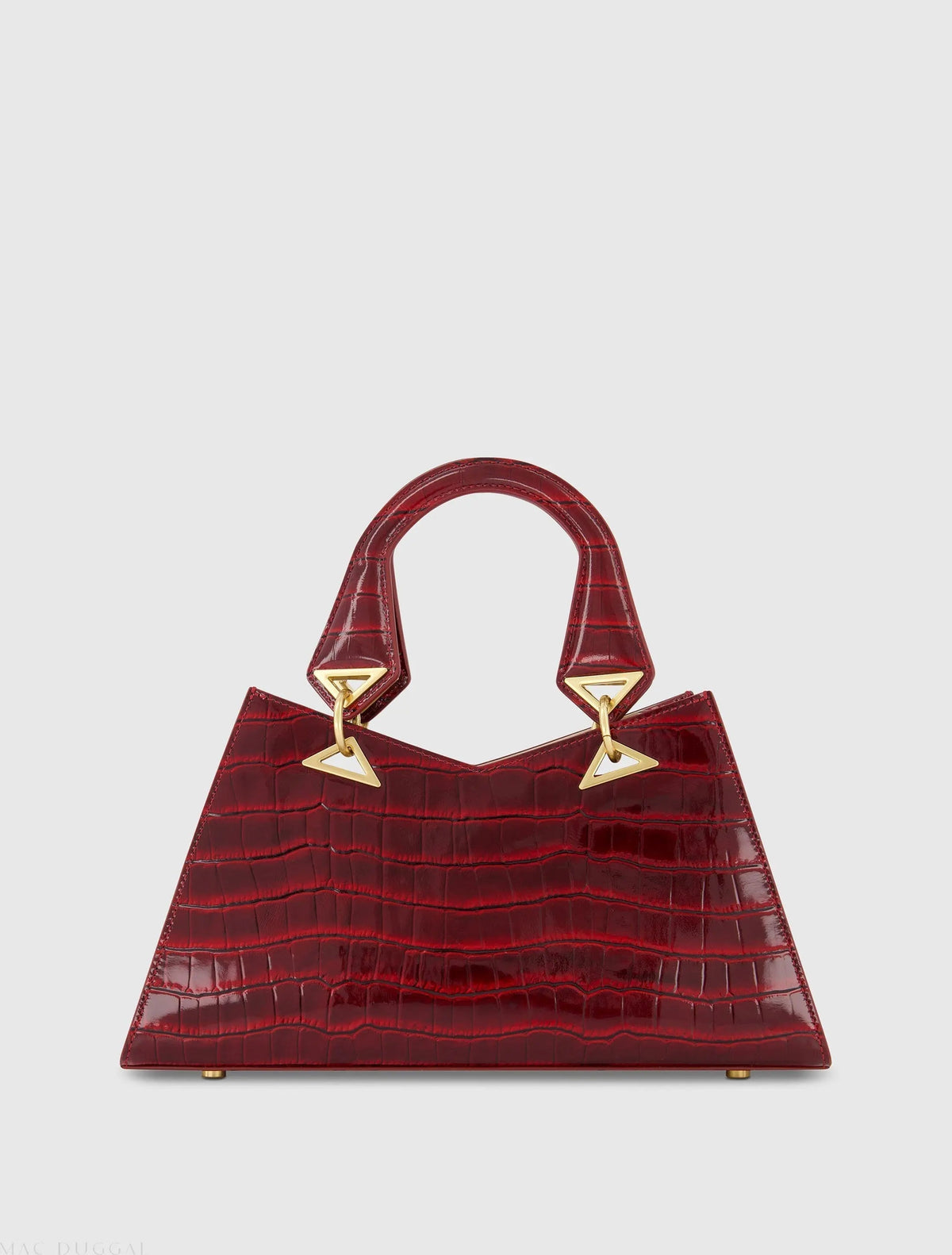Red Crocodile Leather Handbag With Gold Hardware