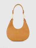 Women's Brown Grain Leather Hobo Bag With Gold Hardware