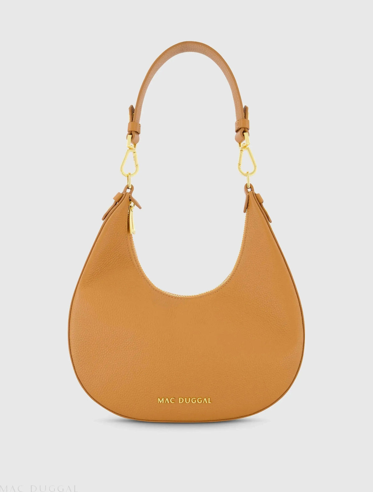 Women's Brown Grain Leather Hobo Bag With Gold Hardware