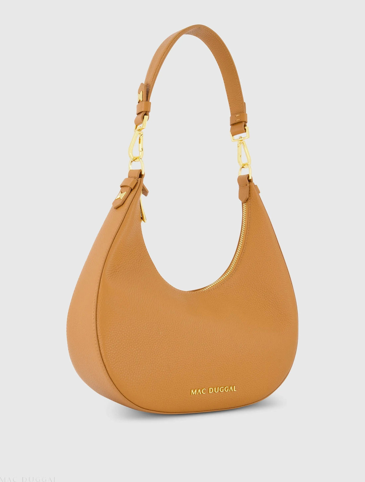 Women's Brown Grain Leather Hobo Bag With Gold Hardware