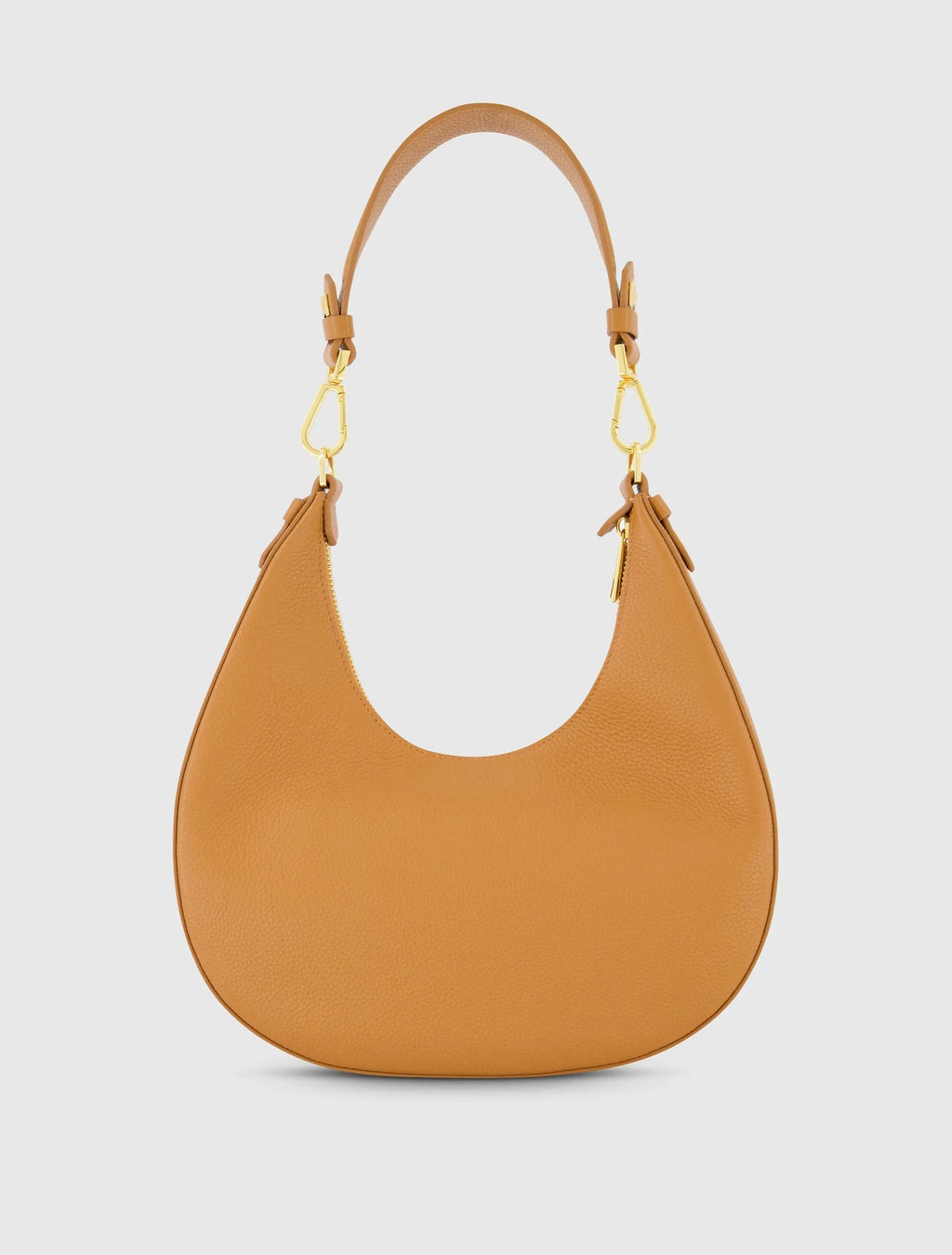 Women's Brown Grain Leather Hobo Bag With Gold Hardware