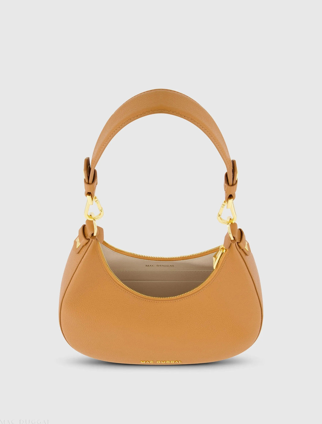 Women's Brown Grain Leather Hobo Bag With Gold Hardware