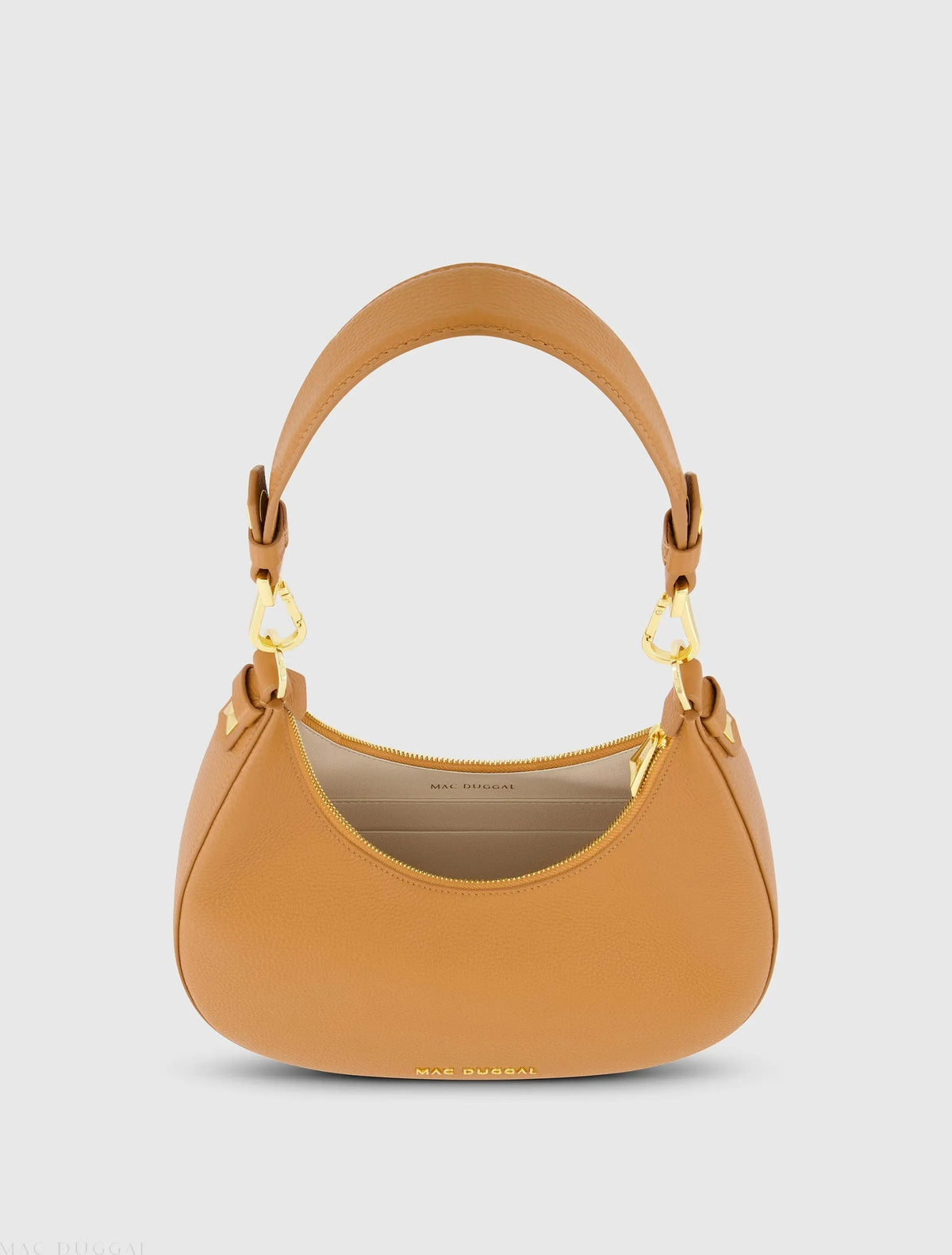 Women's Brown Grain Leather Hobo Bag With Gold Hardware