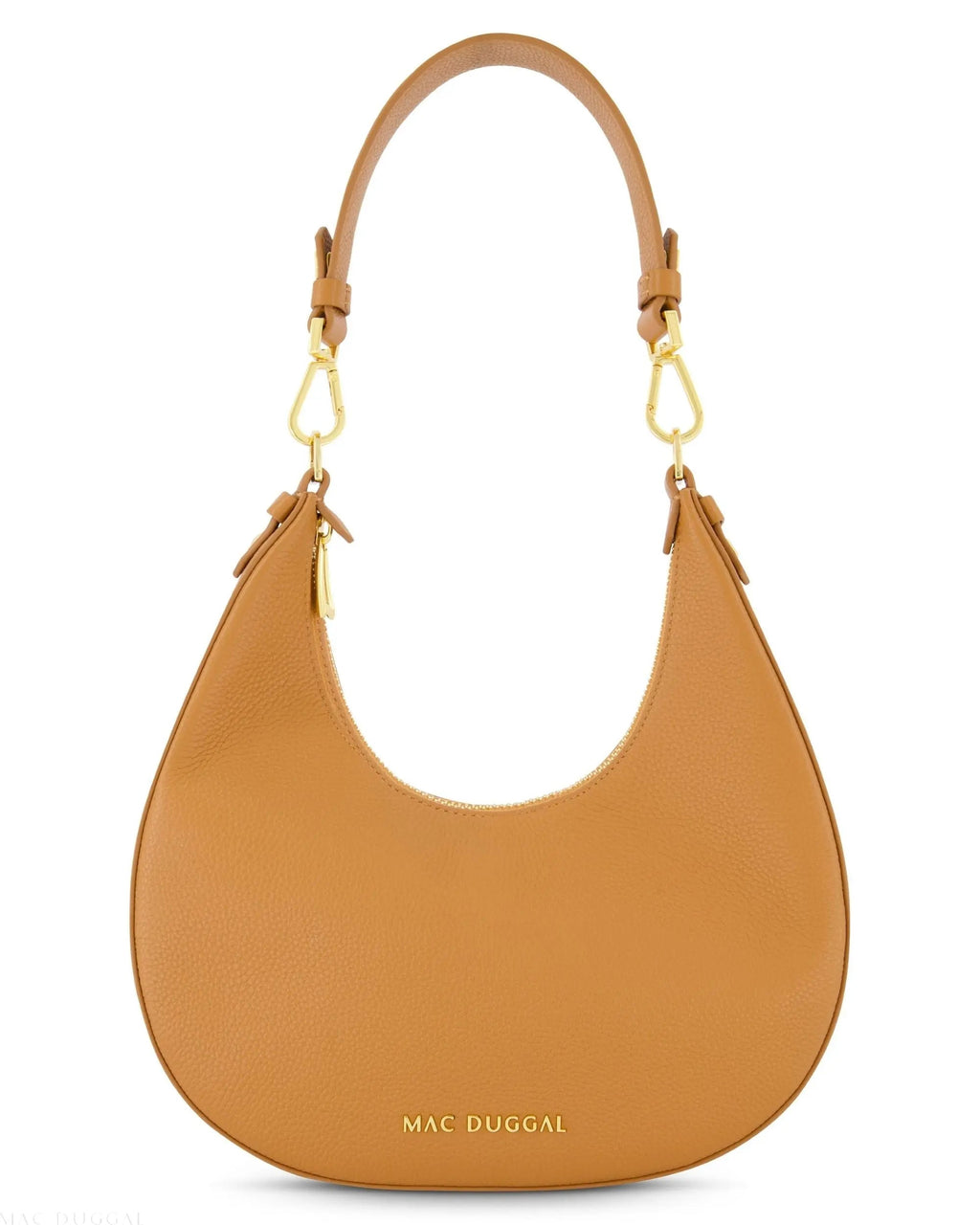 Women's Brown Grain Leather Hobo Bag With Gold Hardware