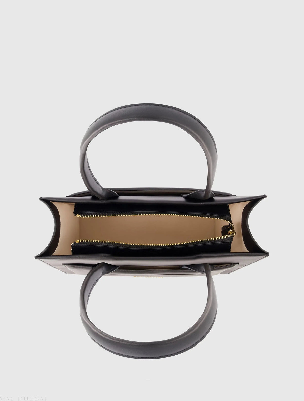 Black Large Leather Tote Bag With Gold Hardware