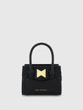 Women's Black Small Leather Tote Bag With Gold Hardware FINAL SALE