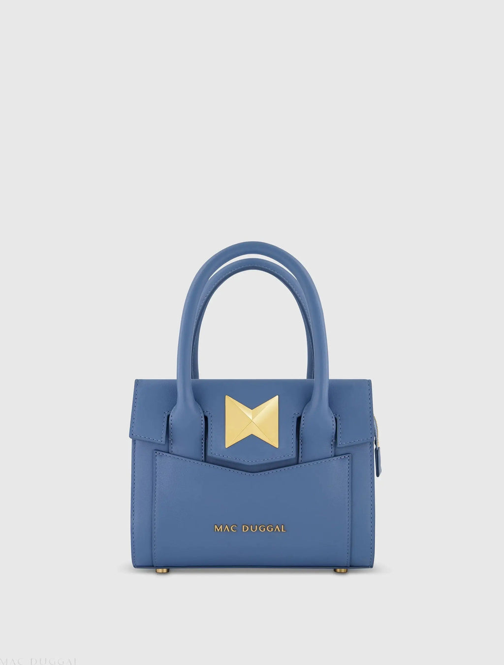 Women's Blue Small Leather Tote Bag With Gold Hardware FINAL SALE