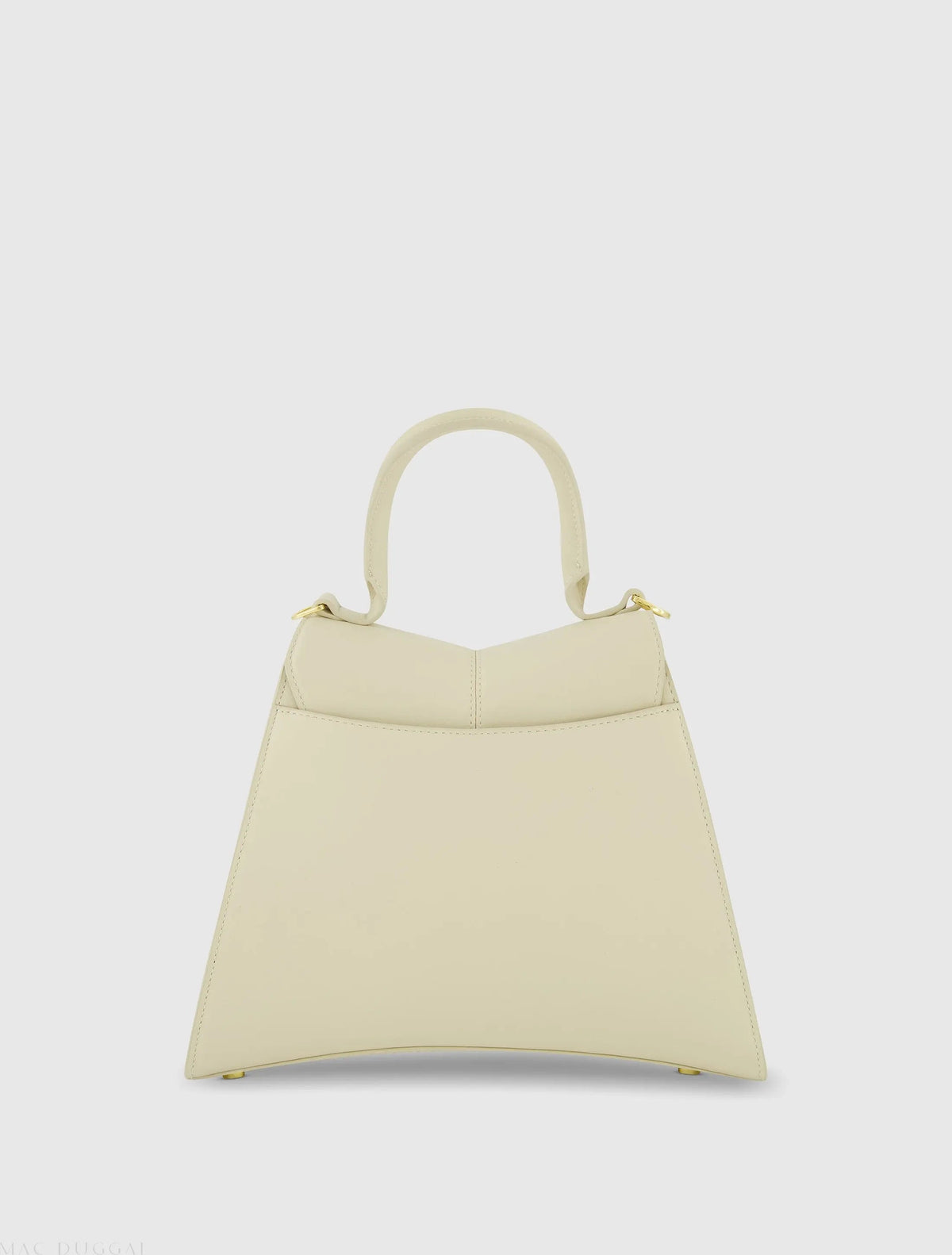 Women's White Medium Angular Leather Handbag With Gold Hardware