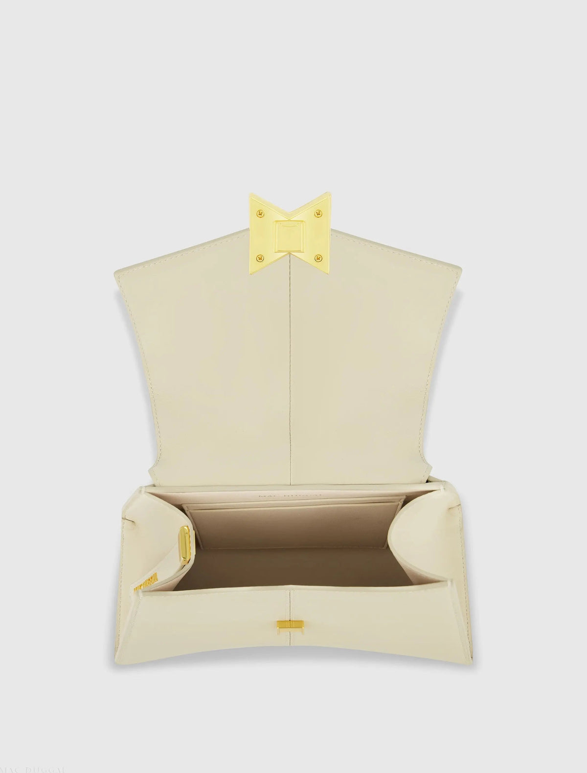 Women's White Medium Angular Leather Handbag With Gold Hardware