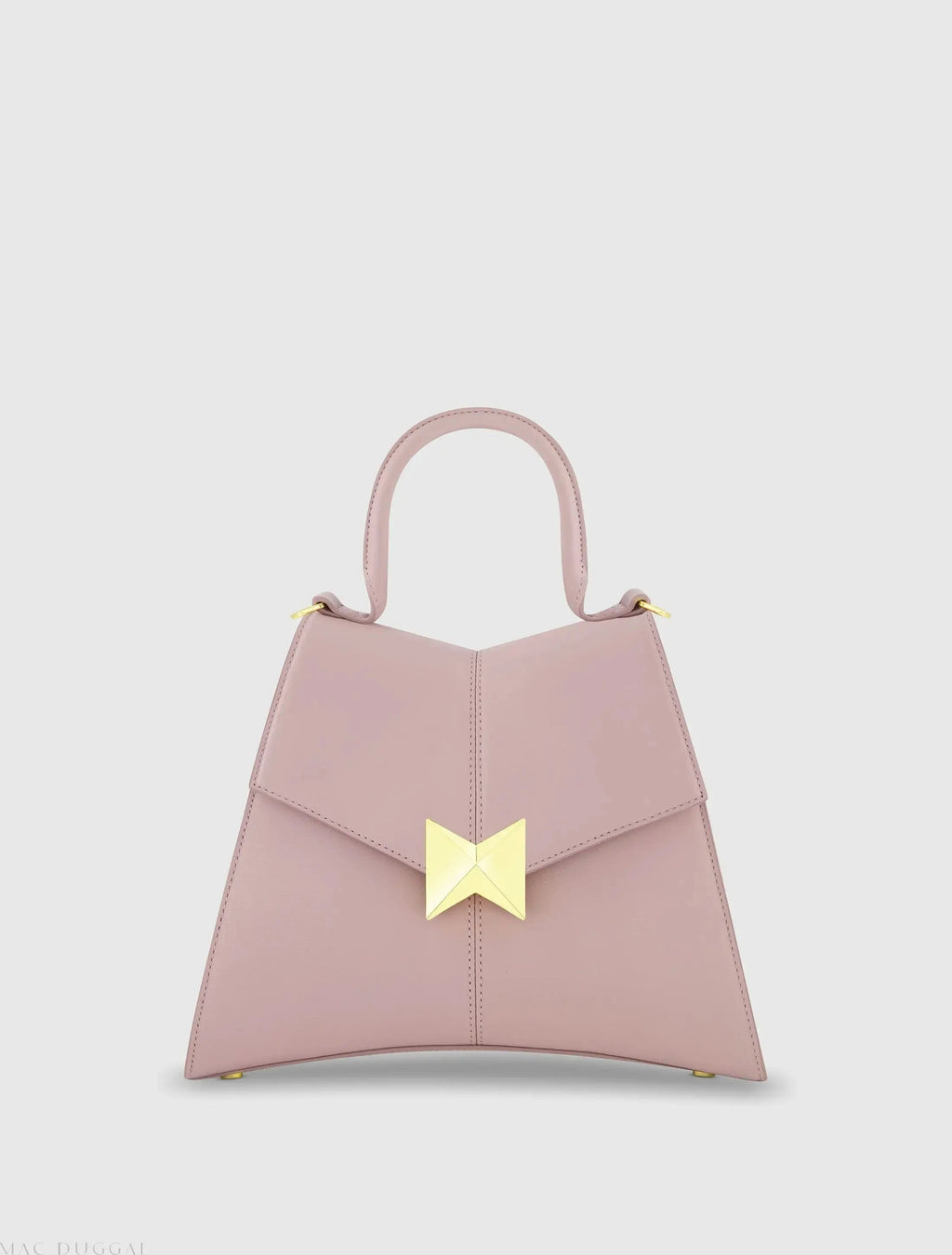 Women's Purple Medium Angular Leather Handbag With Gold Hardware