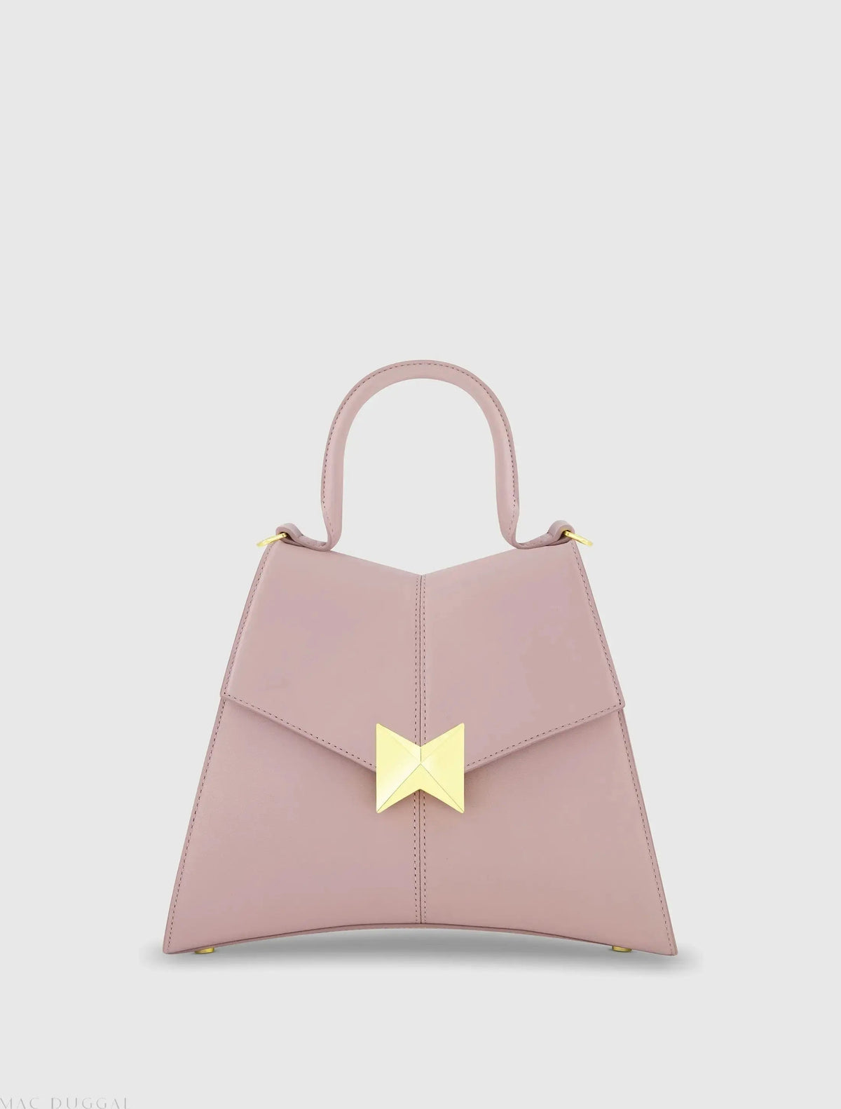 Women's Purple Medium Angular Leather Handbag With Gold Hardware
