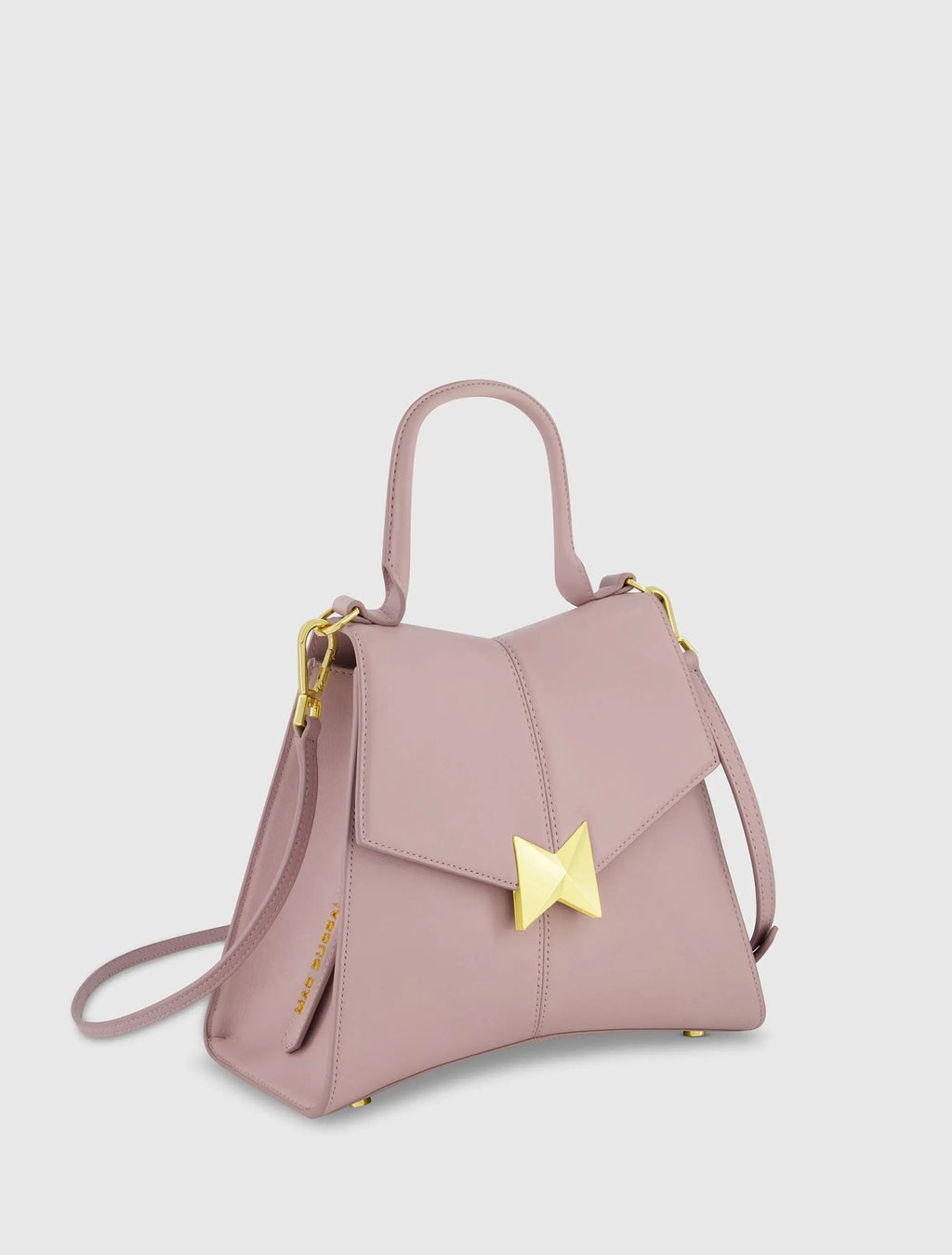 Women's Purple Medium Angular Leather Handbag With Gold Hardware