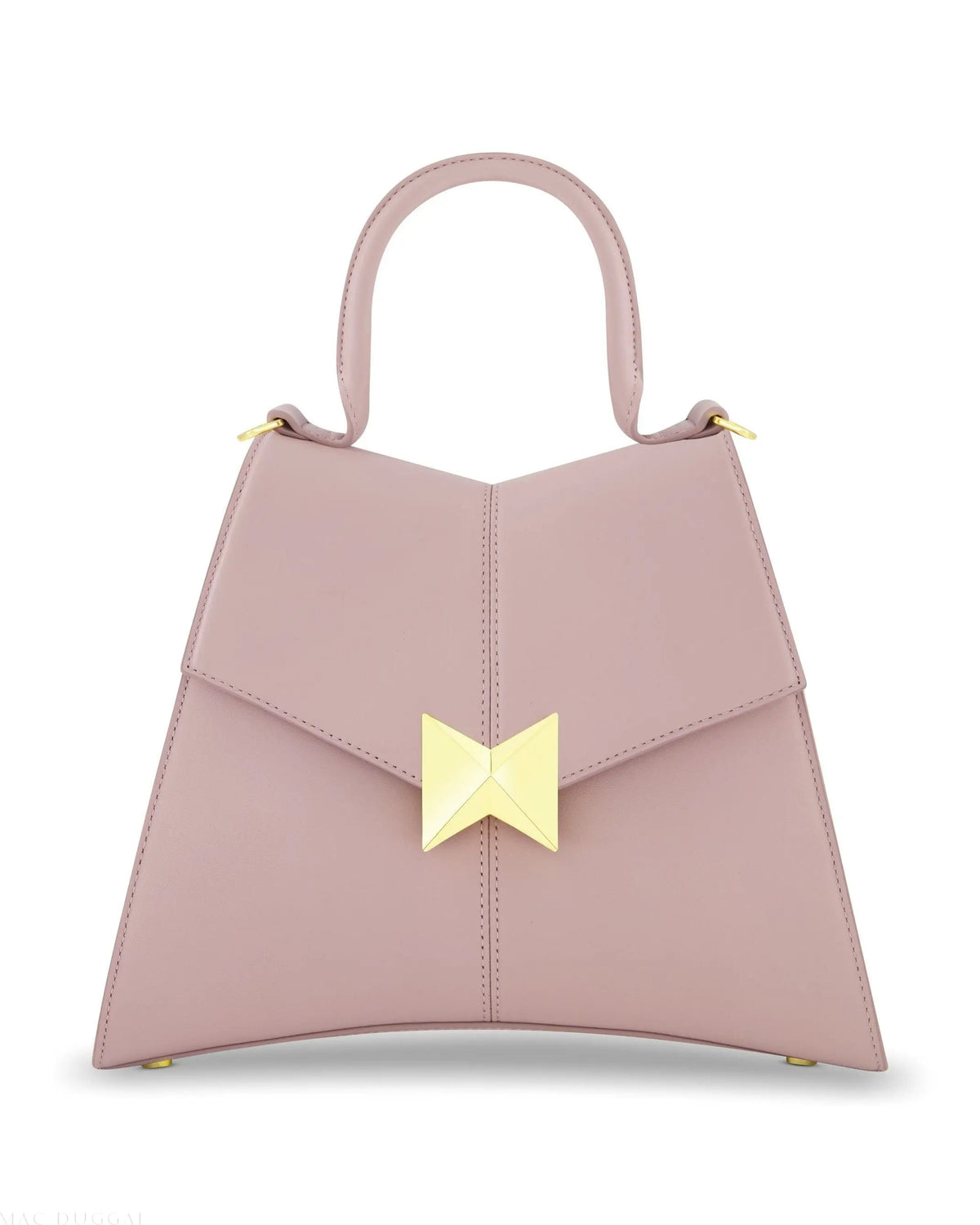 Women's Purple Medium Angular Leather Handbag With Gold Hardware