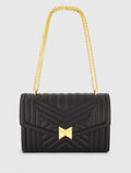 Women's Black Quilted Napa Leather Handbag With Gold Hardware