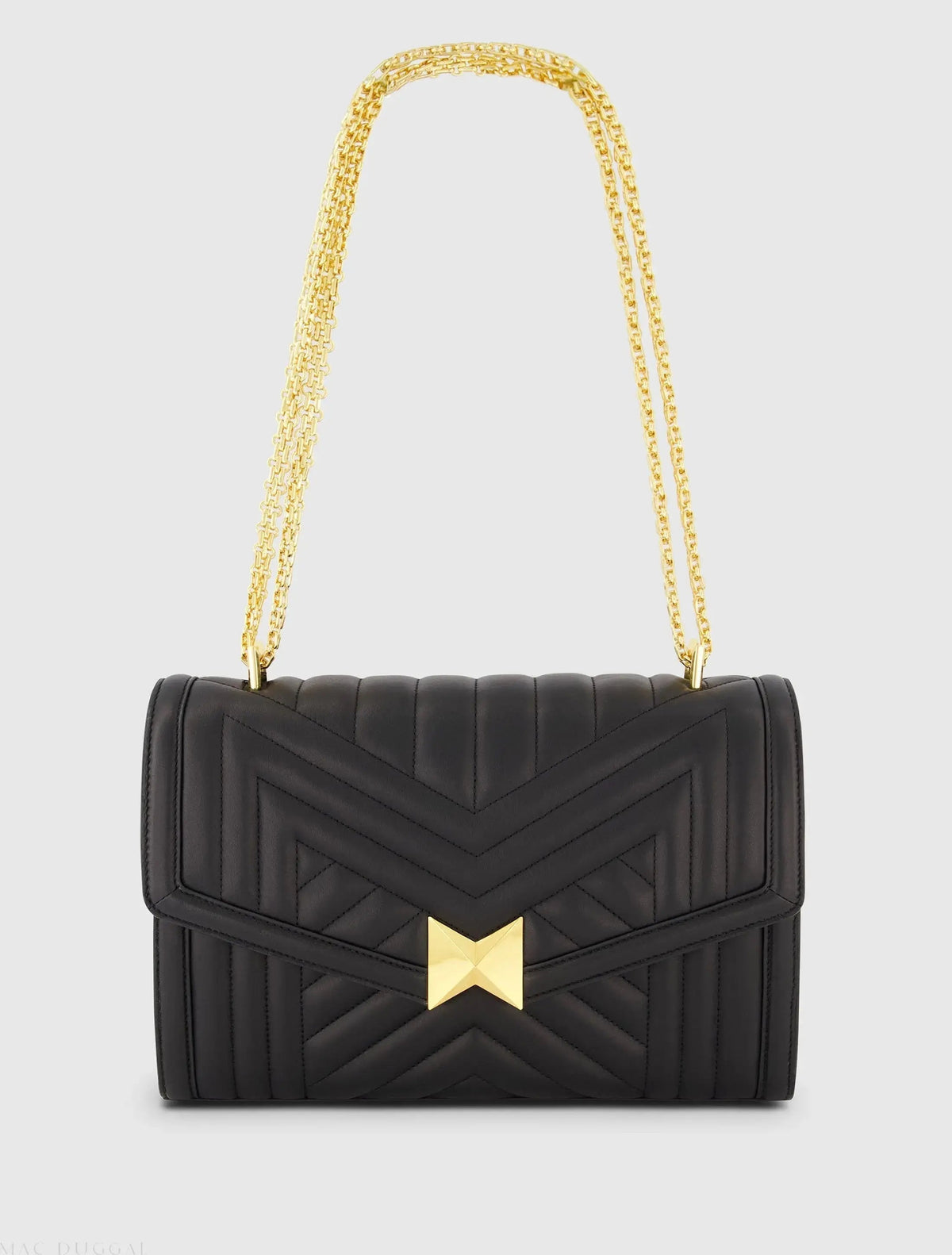 Women's Black Quilted Napa Leather Handbag With Gold Hardware