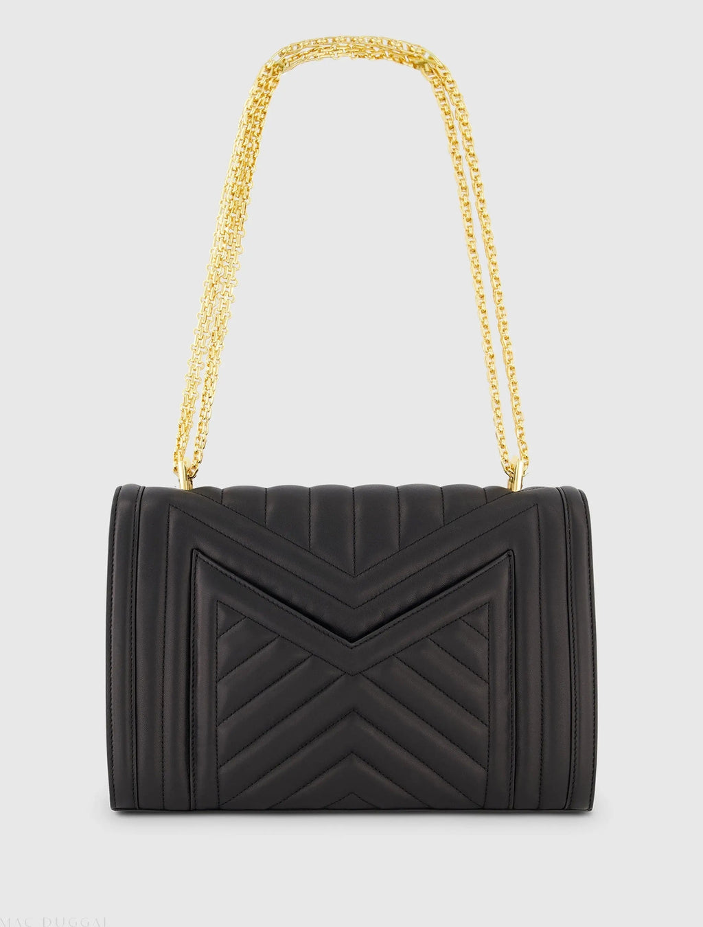 Women's Black Quilted Napa Leather Handbag With Gold Hardware