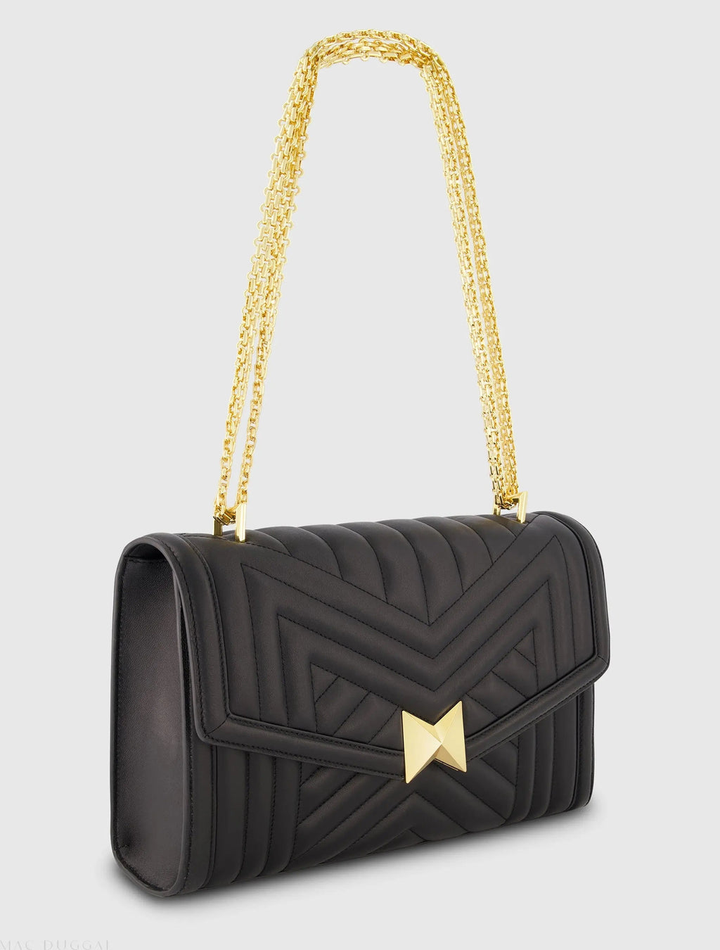 Women's Black Quilted Napa Leather Handbag With Gold Hardware