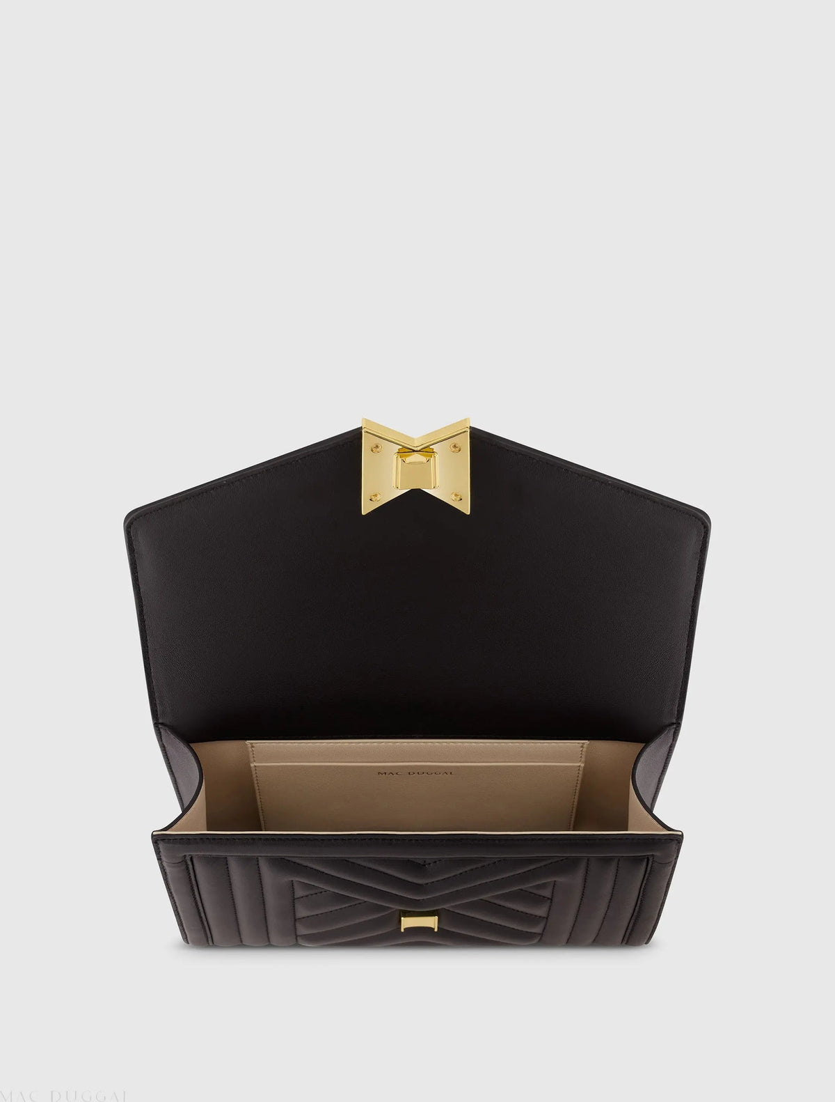 Women's Black Quilted Napa Leather Handbag With Gold Hardware