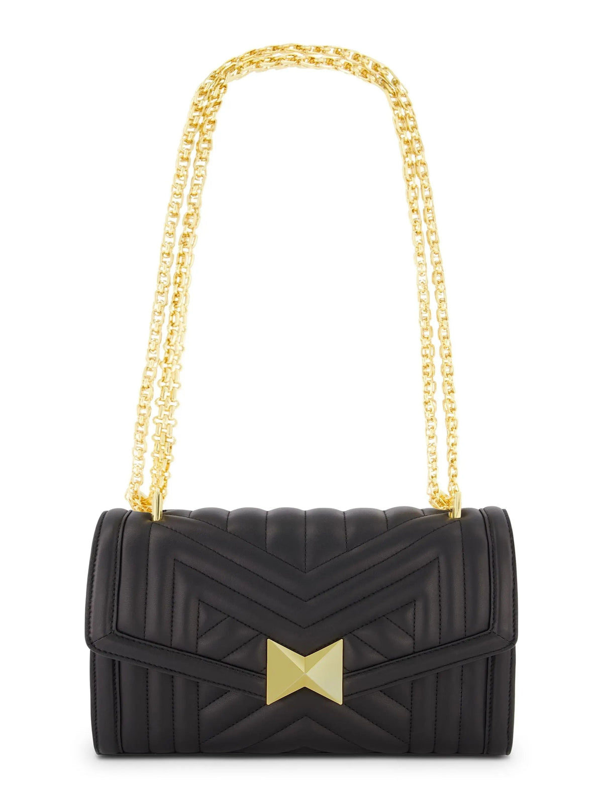 Women's Black Quilted Napa Leather Handbag With Gold Chain FINAL SALE