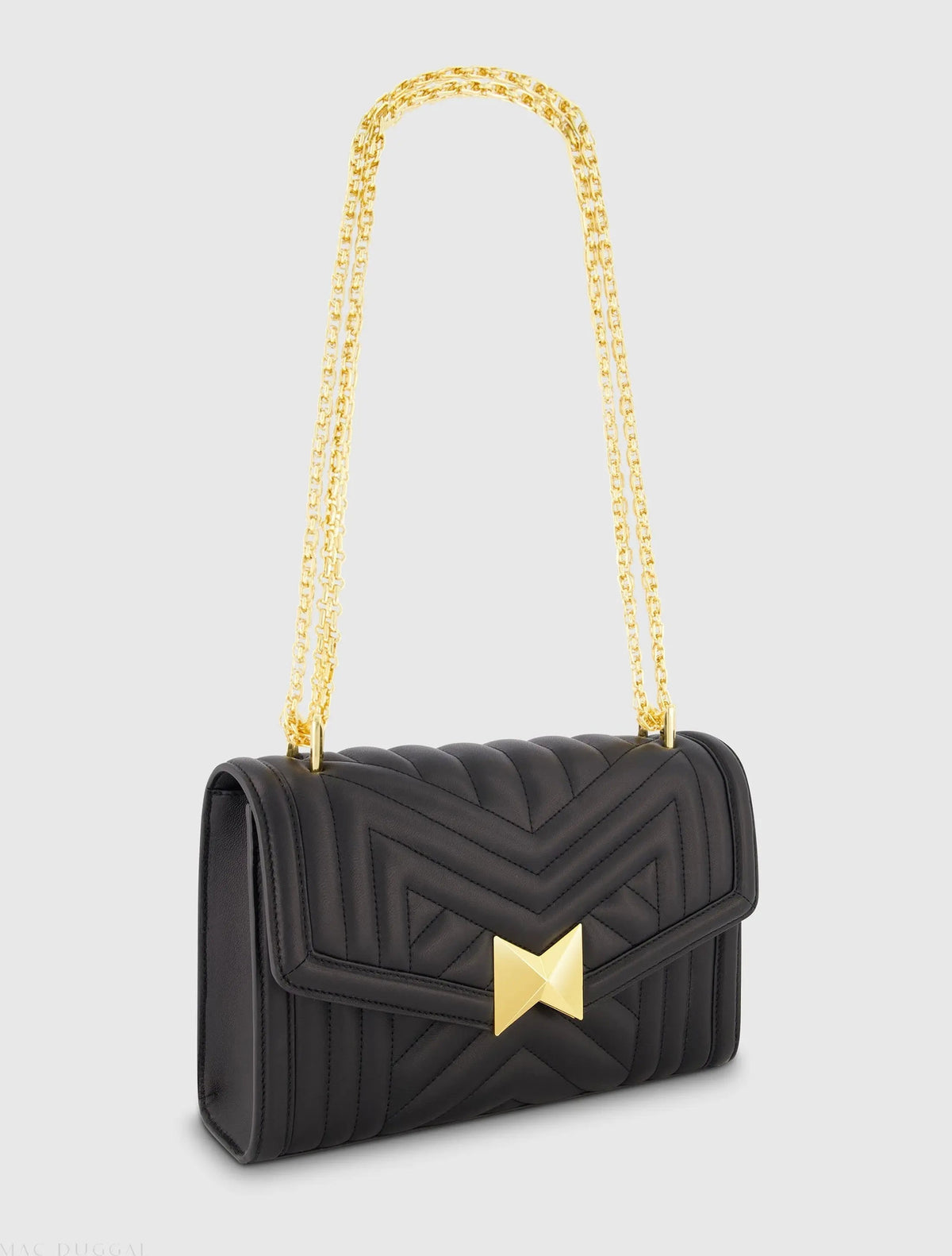 Women's Black Quilted Napa Leather Handbag With Gold Chain FINAL SALE