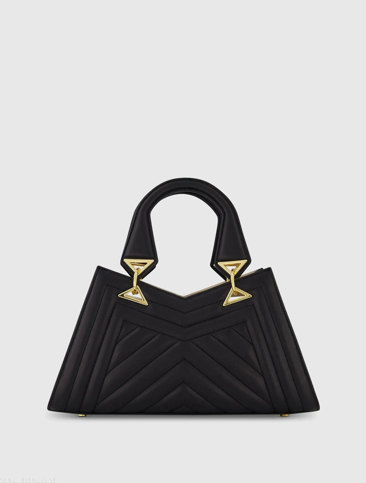 Black Quilted Napa Leather Angular Handbag