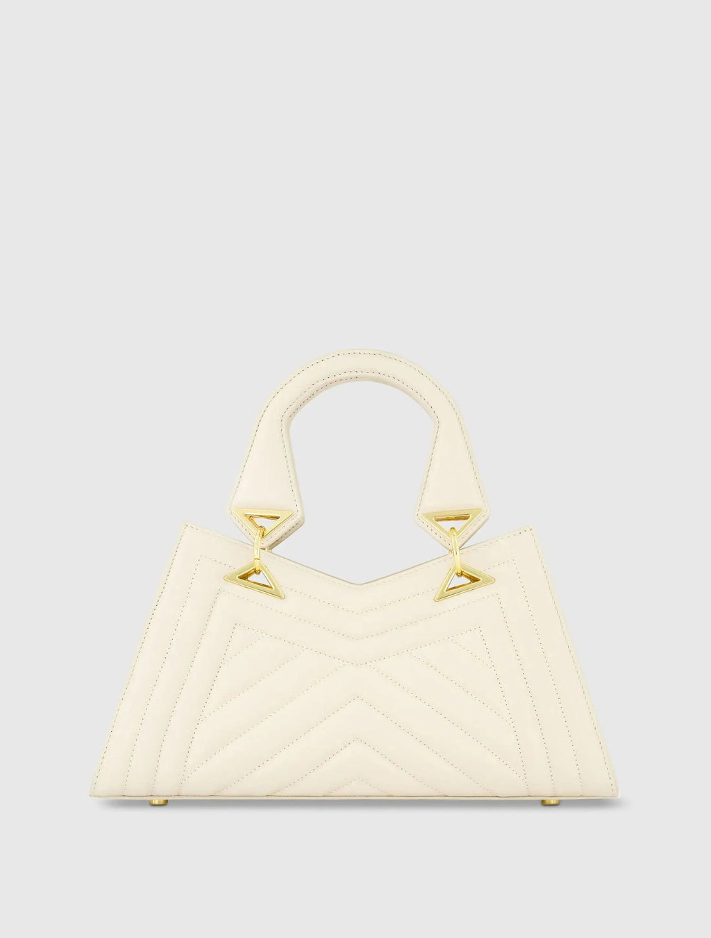 Women's White Quilted Napa Leather Angular Handbag