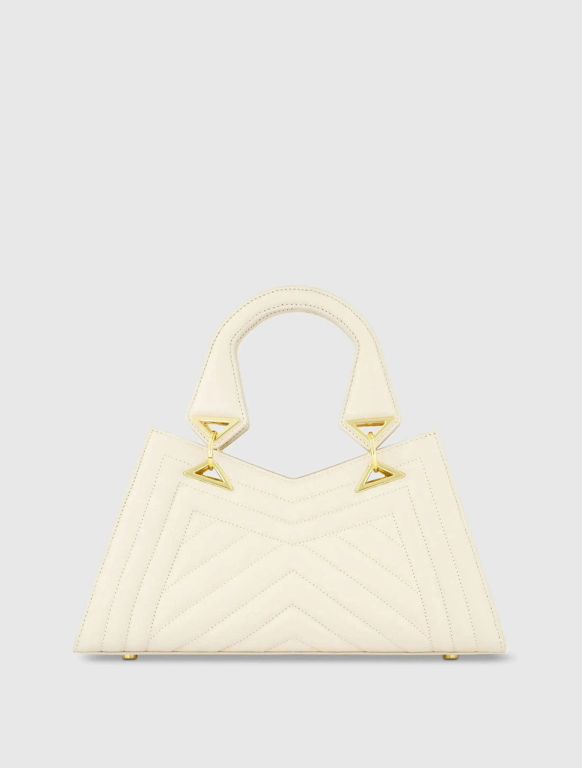 Women's White Quilted Napa Leather Angular Handbag