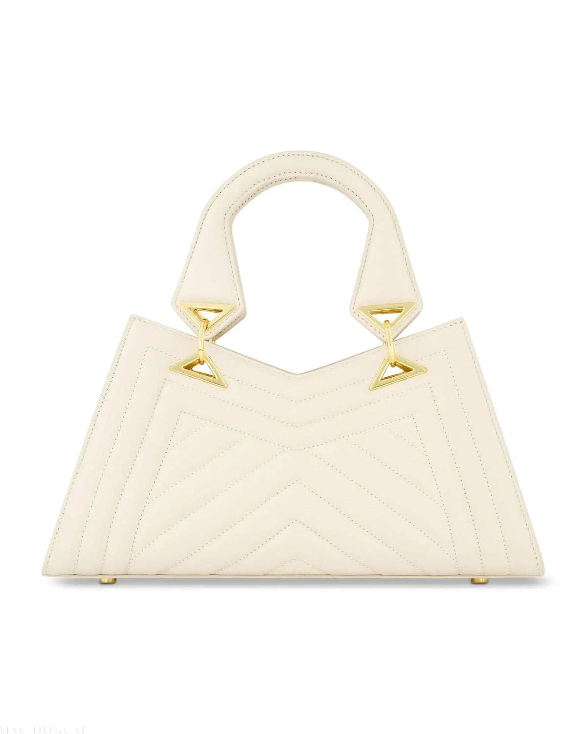 White Quilted Napa Leather Angular Handbag