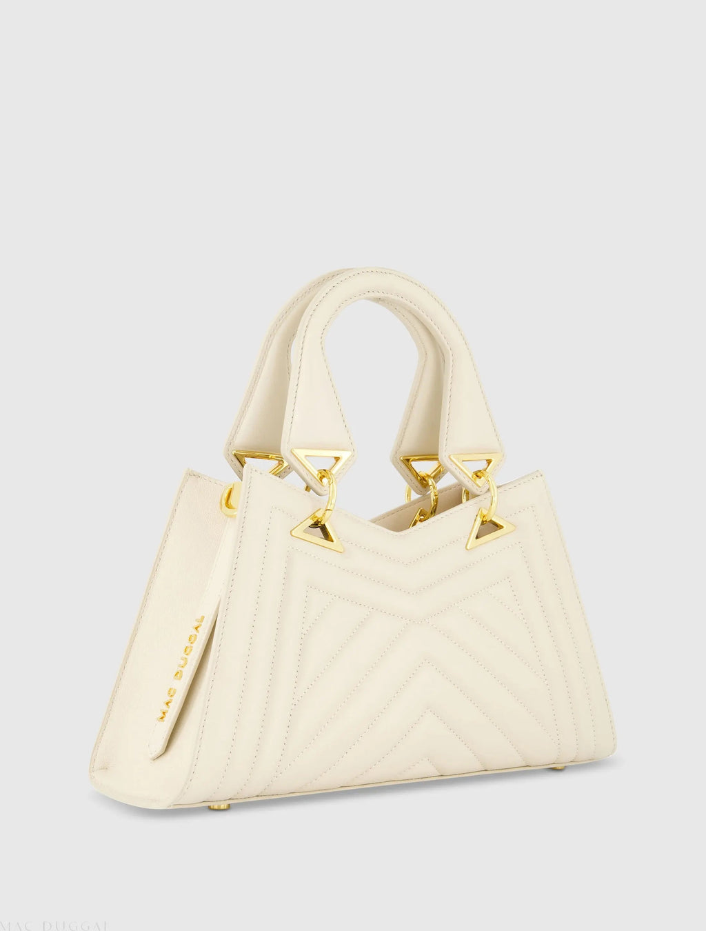 Women's White Quilted Napa Leather Angular Handbag