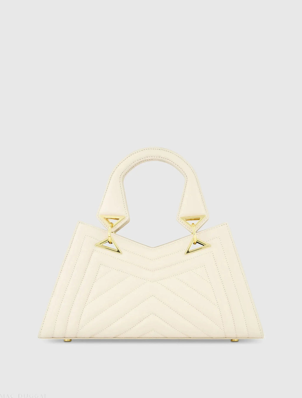Women's White Quilted Napa Leather Angular Handbag