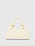 Women's White Quilted Napa Leather Angular Handbag