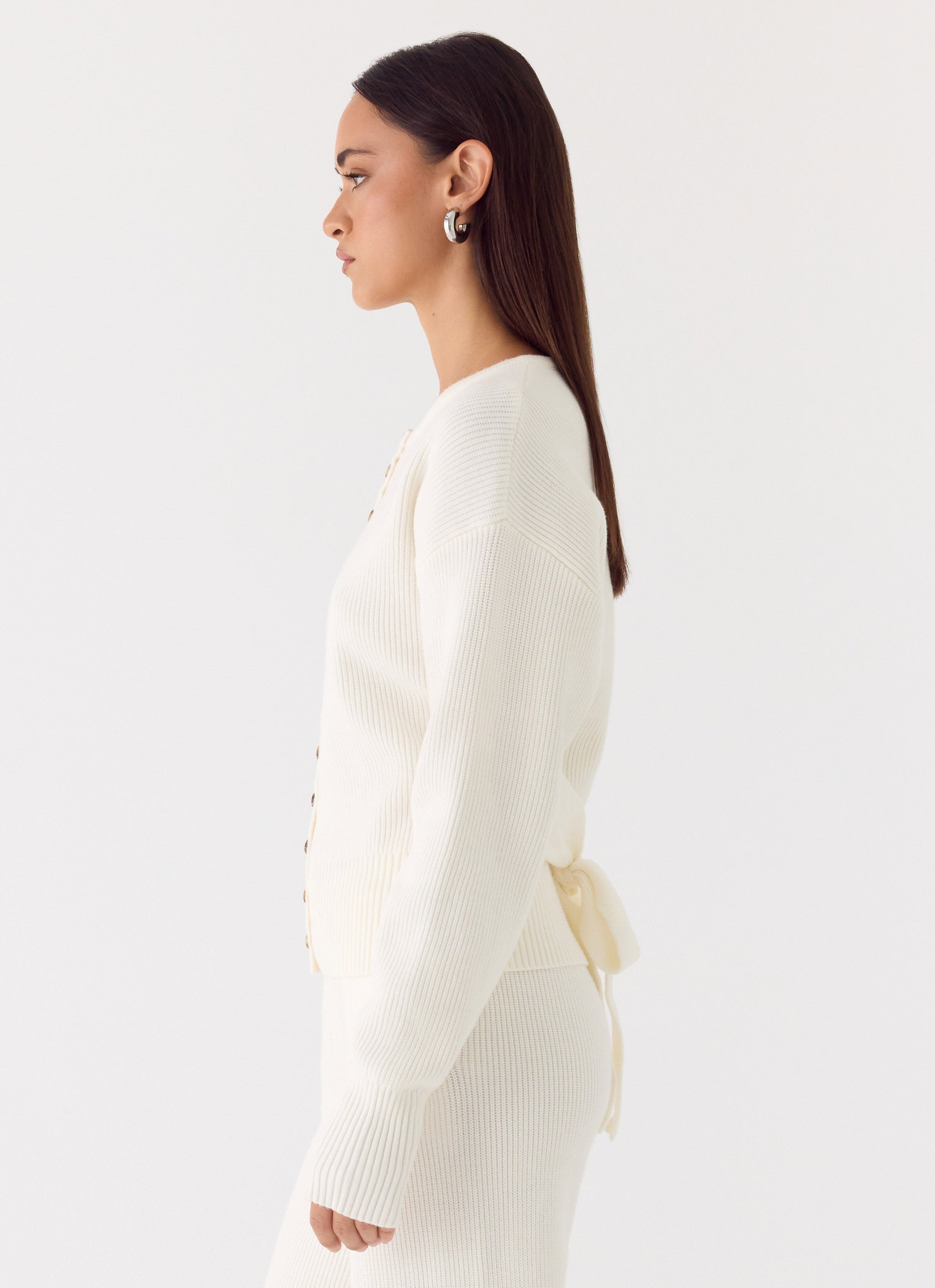 Harrison Cinched Knit Cardigan - Ivory