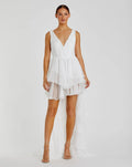 Women's White Dress - Black Ruffle Chiffon